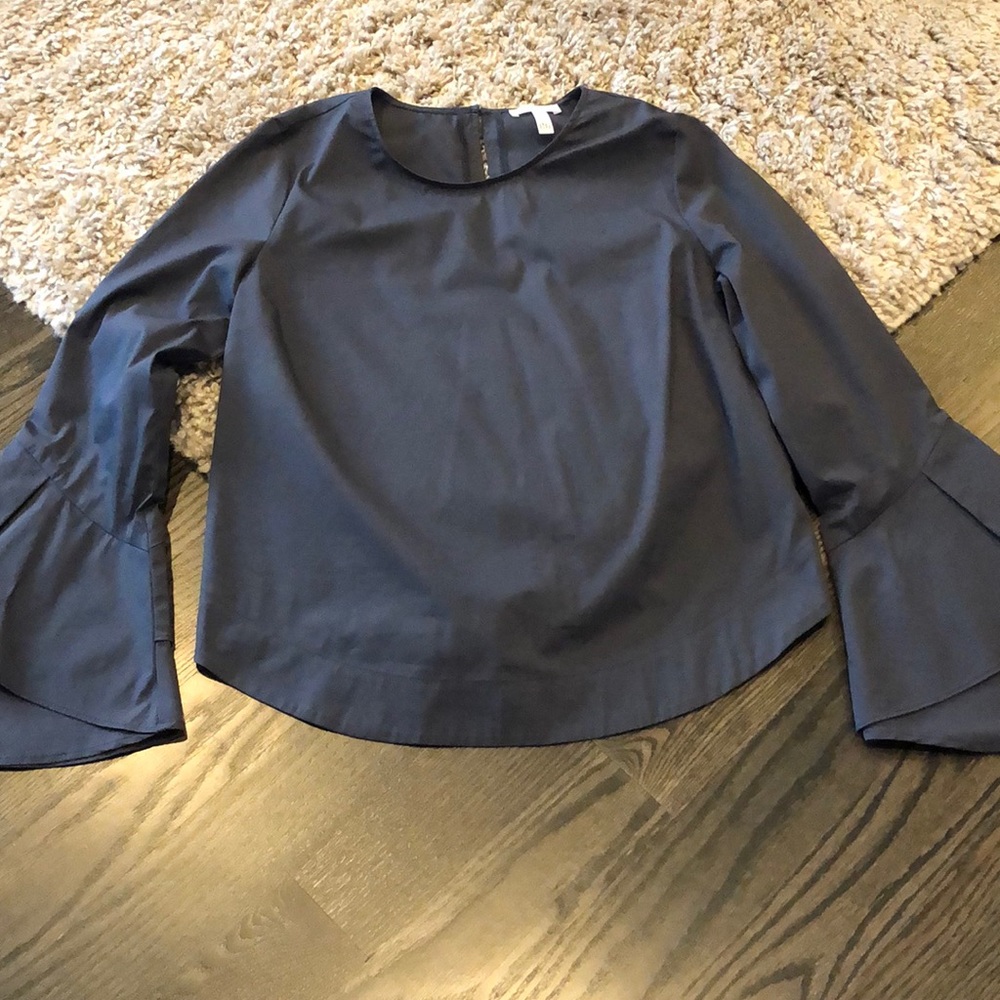 Leith ruffle sleeve top Charcoal grey Small